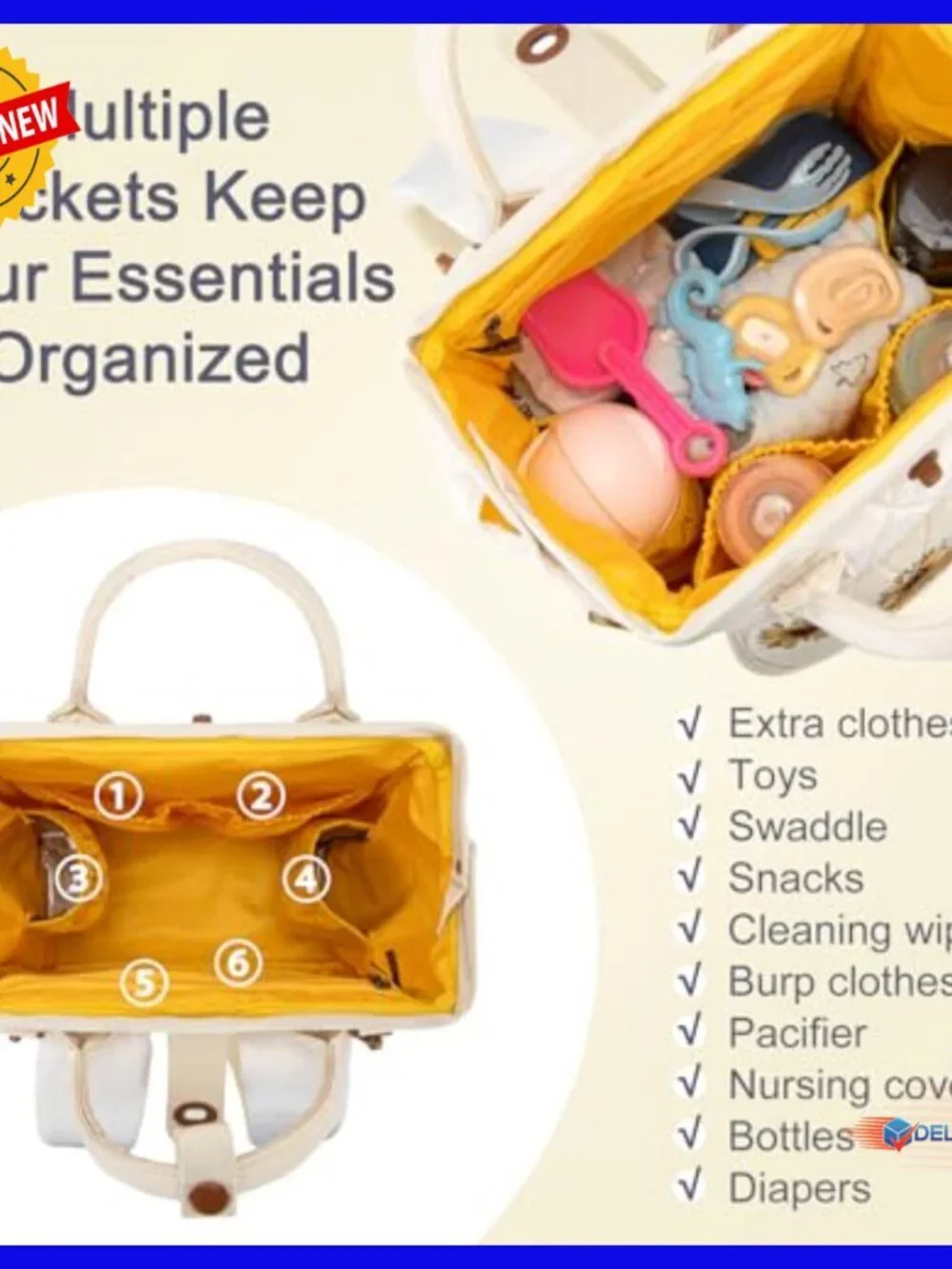 Western Style Diaper Backpack with Insulated Pockets and Changing Pad
